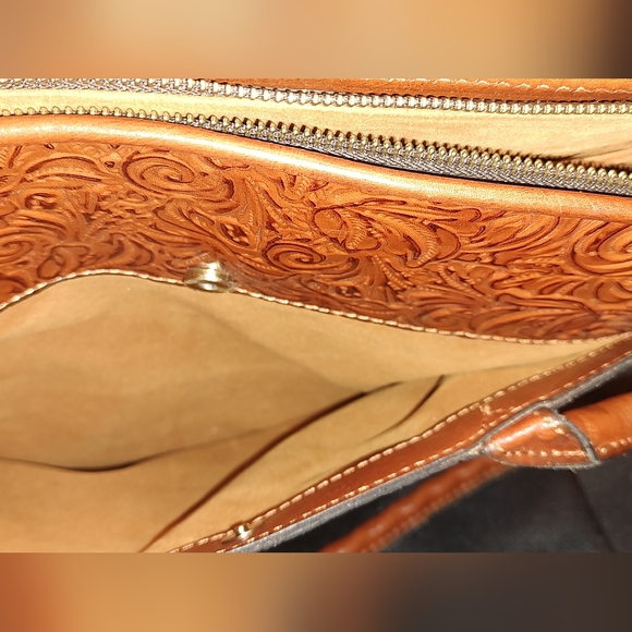 NWT  Patricia Nash Paris Large Satchel - *RARE* Tooled Rose -Color Florence - Picture 11 of 14